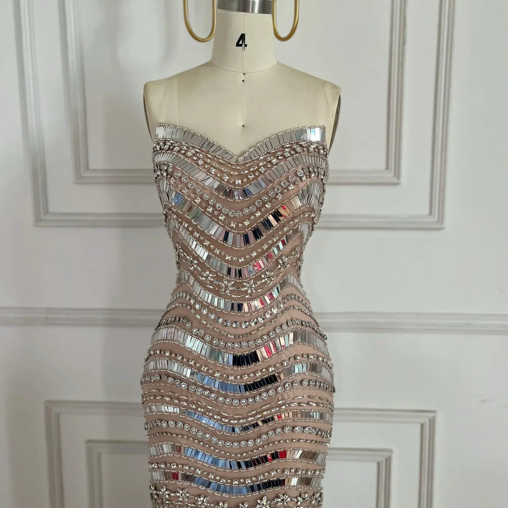 Serene Hill Strapless Luxury Beaded Mermaid Evening Dress for Women Celebrity Party Gowns 2026 Customized DLA73449