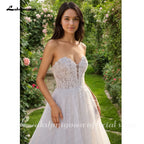 Lakshmigown Strapless Sweetheart Corset Wedding Dress Lace Appliques A Line Bridal Gown Customized Boho Wedding Gown