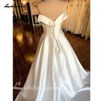 NumberSea Satin Wedding Dresses 2025 Women Strapless Sleeveless Ivory Long Bride Dress A-Line Zipper Simple Sexy Dress