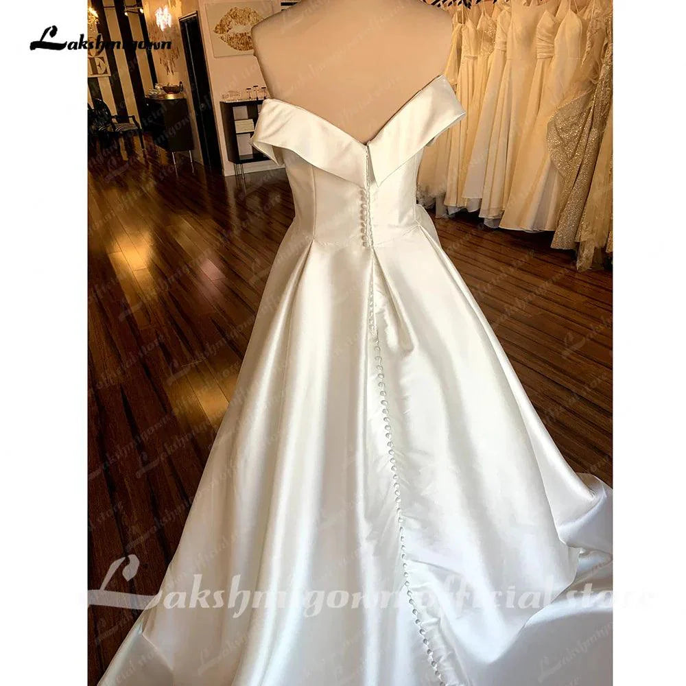 NumberSea Satin Wedding Dresses 2025 Women Strapless Sleeveless Ivory Long Bride Dress A-Line Zipper Simple Sexy Dress