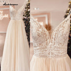 Lakshmigown Spaghetti Straps Champagne Boho Wedding Dress For Women Vestido Civil Bridal Customized Wedding Gowns Suknie Slubne