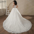 BEPEITHY Customized Off The Shoulder Lace Wedding Dresses For Women 2025 Glitter Bride Ivory Bridal Gown Vestidos De Novia Boda