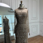 Serene Hill High Neck Long Sleeves Beaded Mermaid Evening Dress Muslim Wedding Party Gowns for Women DLA72714C Customized