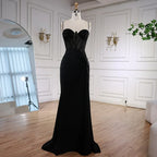 Abito da Ballo Elegante Nero con Perline e Spalline Sottili LA73039