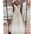 Lakshmigown Spaghetti Straps Lace Wedding Dress Open Back Civil Bridal Bohemian Wedding Gowns Customized Vestidos de Nova