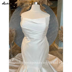 NumberSea Plus Size Mikado Satin Mermaid Wedding Dress For Women 2025 Vestidos Elegant Bridal Beach Boho Wedding Gowns