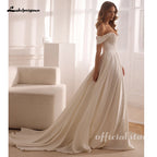 Lakshmigown Sweetheart Off The Shoulder A-Line Wedding Dresses 2026 Women Flowers Lace Pleat Open Back Satin Vestidos Customized