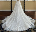 Lakshmigown Spaghetti Straps A‑Line Wedding Dress Deep V‑Neck Leaf Lace Appliques Beaded Tulle Bridal Gown Cut‑Out  Customized
