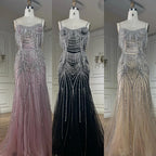 Serene Hill 2025 Elegant Silver Nude Spaghetti Strap Mermaid Evening Dress with  Beaded Tassels for Party DLA72772 Customized