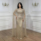 Abito da Sera con Mantella Blu Diamante di Lusso LA73426