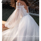 Lakshmigown Puffy Long Sleeves Women Wedding Dresses 2025 New Sexy Deep-V A-Line Bridal Gowns Plus Size Customized