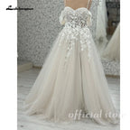 Lakshmigown Off the Shoulder Champagne Wedding Dresses For Woman Bride Lace Appliques Vestidos De Casamento Customized