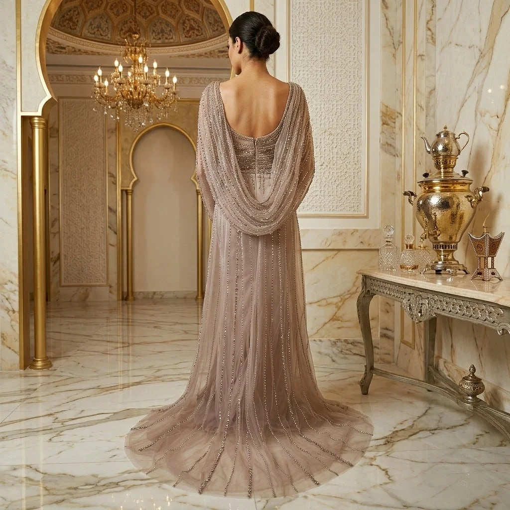 Serene Hill Mermaid Beaded Formal Wedding Party Gowns with High Split Celebrity Evening Dress for Women Customized DLA70301L
