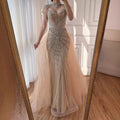 Serene Hill Nude Mermaid Tassel Beaded Evening Dress with Detachable Overskirt Formal Party Gown for Women DLA73182 Customized