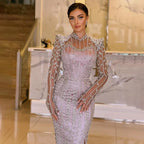 Serene Hill 2025 Pink Luxury Mermaid Pearls Beaded Dubai Evening Dress Gown for Formal Events DLA72826 Customized