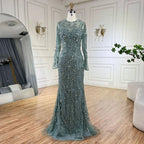 Serene Hill Customized Turquoise Mermaid Party Gown Overskirt Beaded Evening Dress for Women Wedding 2024 DLA72601