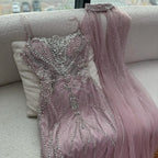 Serene Hill 2025 Pink Strapless Mermaid Beaded Evening Dress with Cape Wedding Party Gowns for Women DLA73195 Customized