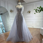 Serene Hill Nude Mermaid Tassel Beaded Evening Dress with Detachable Overskirt Formal Party Gown for Women DLA73182 Customized