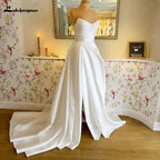 Lakshmigown Pleat Sweetheart A Line Wedding Dresses 2026 Side Slit  Vestido De Noiva Satin Women Bridal Dress Robe De Mariage