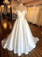 NumberSea Satin Wedding Dresses 2025 Women Strapless Sleeveless Ivory Long Bride Dress A-Line Zipper Simple Sexy Dress