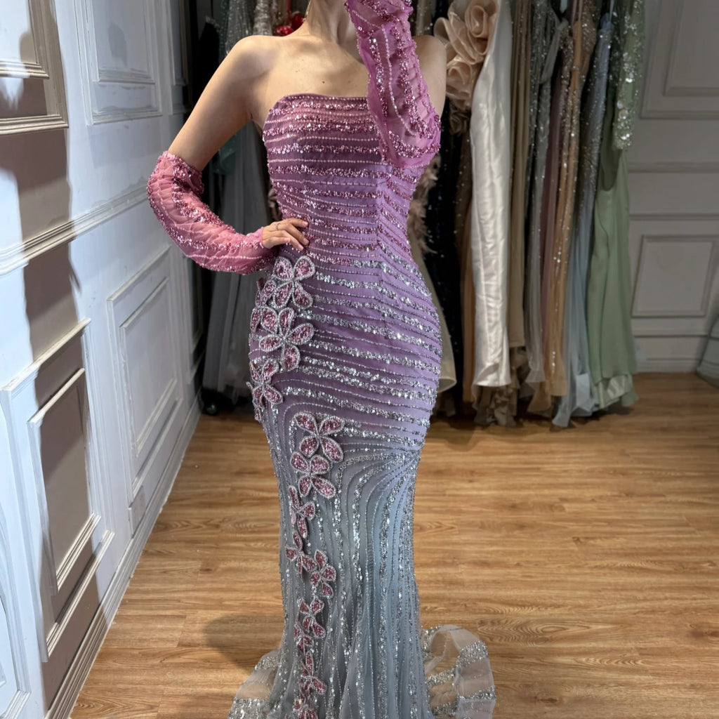 Serene Hill Pink Ombre Heavy Beaded Mermaid Evening Dress 2026 Luxury Party Gowns for Women DLA73532 Customized