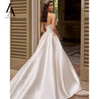 LelaAcra Sleeveless Satin A-Line Wedding Dress 2026 Sweetheart Backless Princess Bride Gown SM184 Plus Size Vestido De Noiva