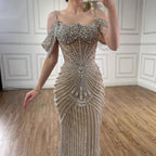 Serene Hill 2025 Customized Pink Off Shoulder Mermaid Evening Dress Luxury Beaded Party Gowns for Women DLA73148