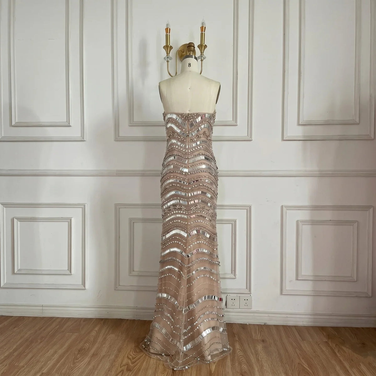 Serene Hill Strapless Luxury Beaded Mermaid Evening Dress for Women Celebrity Party Gowns 2026 Customized DLA73449