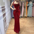 Serene Hill Rose Gold Mermaid Beaded Evening Dress Elegant Sparkly Wedding Party Gown with Ruched Waist DLA73410B Customized