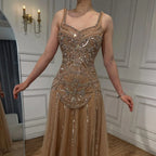 Serene Hill Customized 2026 Nude A-line Beaded Evening Dresses Luxury Party Gowns for Women DLA73189