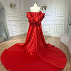 Serene Hill Red Strapless Mermaid Pearls Beaded Evening Dresses with Long Cape Wedding Party Gowns 2025 DLA72585A Customized