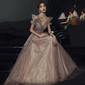 Fairy Dreamy Mesh Off Shoulder Celebrity Banquet Dress Cheongsam Female Formal Evening Party Dress Elegant Applique Maxi Dress