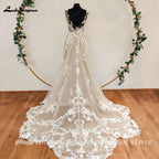Lakshmigown Luxury Wedding Gown For Brides Floral Appliques V-Neck Sleeveless Backless A-line Court Train 2026 Abito Da Sposa