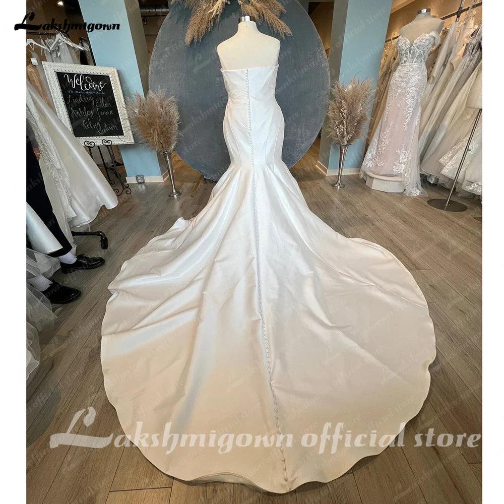 NumberSea Plus Size Mikado Satin Mermaid Wedding Dress For Women 2025 Vestidos Elegant Bridal Beach Boho Wedding Gowns