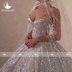 Aedmgh Ball Gown Luxury Wedding Dresses Strapless Vestido De Novia Lace Beaded Sequined Royal Princess Custom Made Bridal Gowns