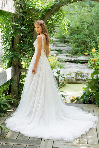 NumberSea Brautkleider Ärmellos Appliziertes Brautkleid A-Linie Tüll Braut Brautkleider für Frauen Vestido de Novia 