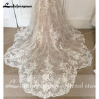 Lakshmigown V Neck Lace Appliques Illusion Court Train Wedding Dress Boho Mermaid/Trumpet Bridal vestido branco Customized