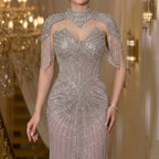 Serene Hill Pink Beaded Tassel Mermaid Evening Dress with Split Formal Party Gowns for Women 2026 DLA72891A Customized