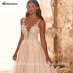 Lakshmigown Vintage Lace Wedding Dress Sleeveless A Line V Neck Appliques Bride Dresses Customized Classic Style Wedding Gown