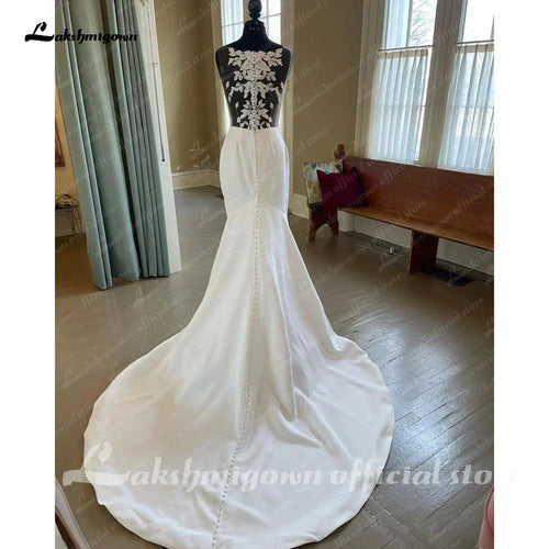 NumberSea Robe de mariée sirène sexy en satin et dentelle avec encolure sweetheart 2025 sans manches trajes de novias largos
