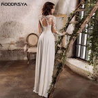 RODDRSYA Wedding Dress Chiffon A line Split Long Sleeve Appliques V Neck Boho Bridal Gowns Backless vestidos de novia Customized