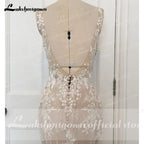 Lakshmigown V Neck Lace Appliques Illusion Court Train Wedding Dress Boho Mermaid/Trumpet Bridal vestido branco Customized