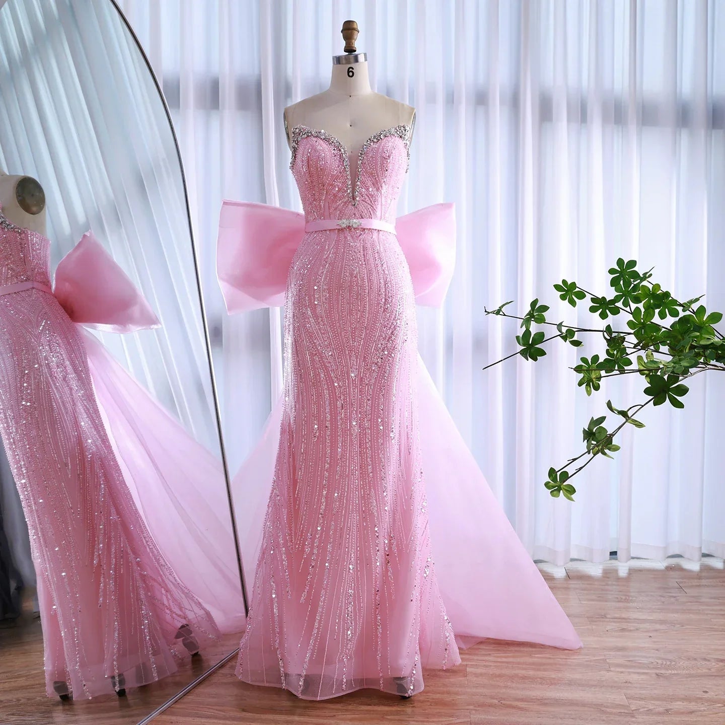 Abito da Sera con Fiocco Rosa di Lusso Dubai LA73061A