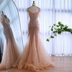 Serene Hill Nude Luxury Beaded Evening Dress with Tassel Wedding Party Gowns for Women DLA72897B Customized