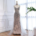 Serene Hill Silver Nude Mermaid Beaded Evening Dress with Cape DLA73342 Wedding Party Gowns for Women 2026 Customized
