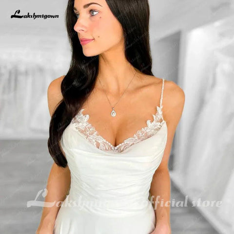 NumberSea Spaghetti A-Linie Boho Brautkleid für Frauen Vestito Donna 2025 Pailletten Spitze Vintage Strand Brautkleider Open Back 