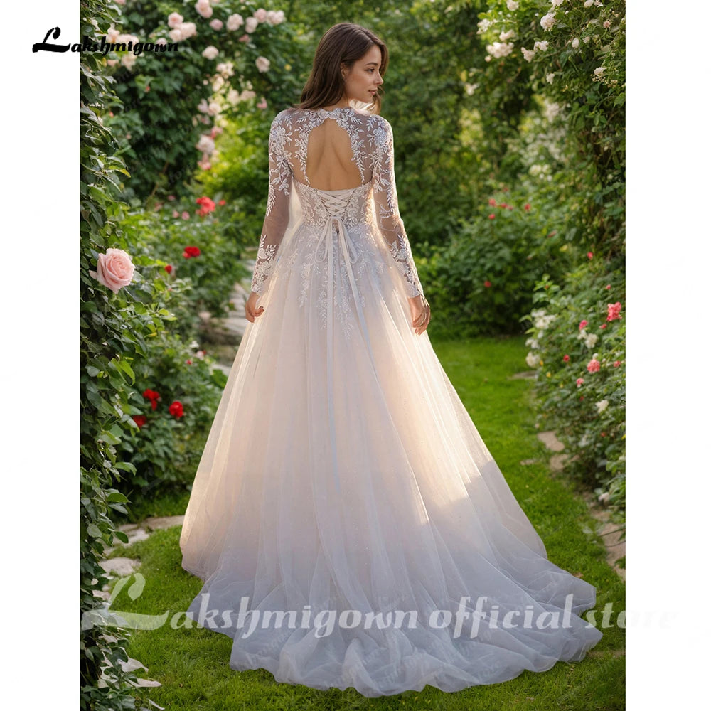 Lakshmigown Strapless Sweetheart Corset Wedding Dress Lace Appliques A Line Bridal Gown Customized Boho Wedding Gown