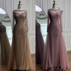 Serene Hill Pink Long Sleeves Mermaid Beaded Evening Dress Formal Party Gowns for Women DLA72967 Customized