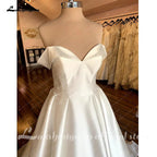 NumberSea Satin Wedding Dresses 2025 Women Strapless Sleeveless Ivory Long Bride Dress A-Line Zipper Simple Sexy Dress