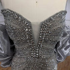 Serene Hill 2026 Pink Strapless Mermaid Luxury Beaded Evening Dresses with Cape Formal Party Gowns Customized DLA73411